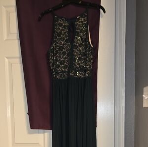 Elegant Black and Burgundy Evening Gown